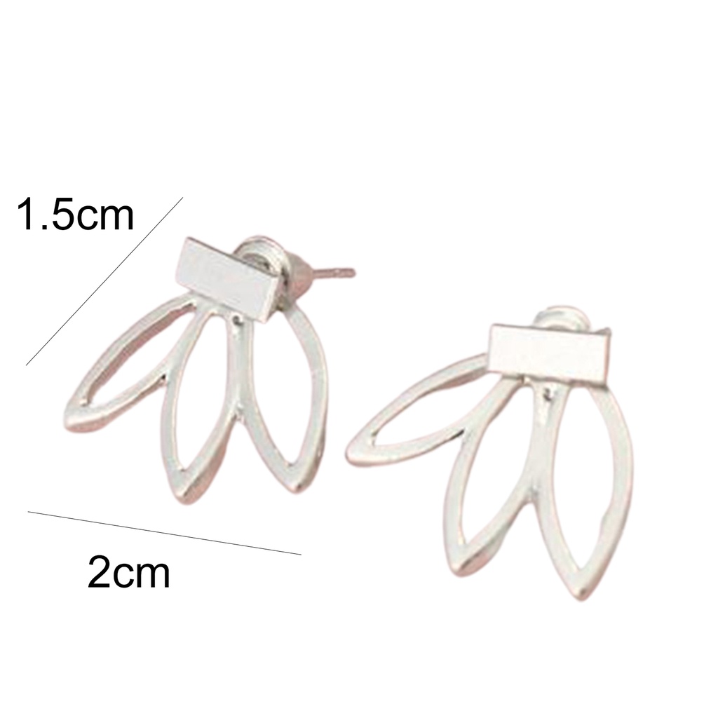 Hu Hu Hu Hu Hu Alat Bantu Pasang Kacamata♡ Anting Stud Desain Lotus Hollow Bahan Alloy Untuk Wanita