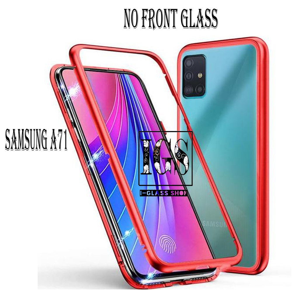 IGS Casing samsung a71 Casing Magnetic Metal Glass Hard Case 360 samsung a71 magnetic case metal