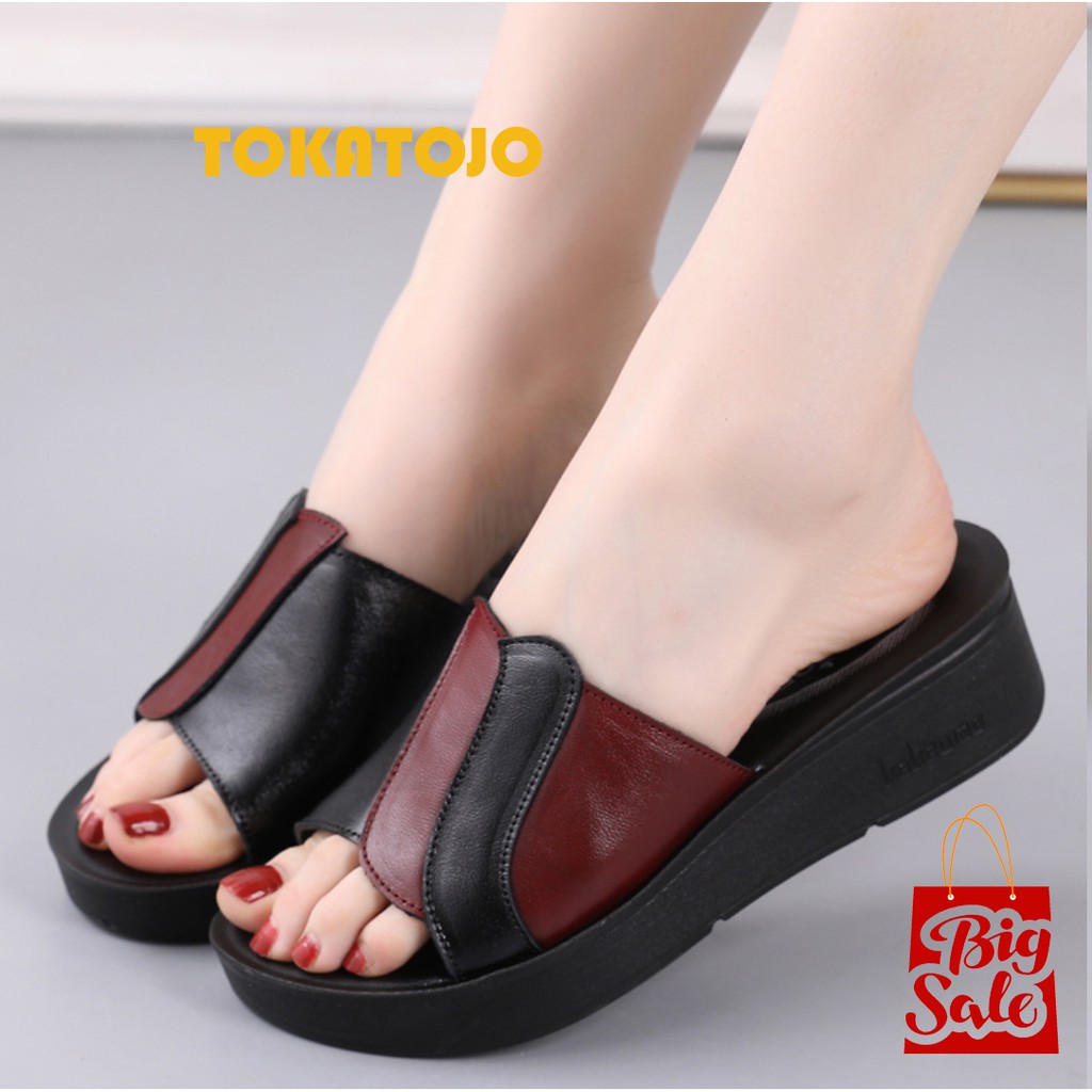 Sandal wedges wanita terbaru/sandal wanita fashion korea/sandal hak 5cm