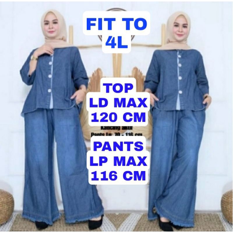 WK SETELAN JEANS DENIM JUMBO WANITA SETELAN OSLO GAMIS TUNIK JUMBO MURAH CELANA PANJANG WANITA