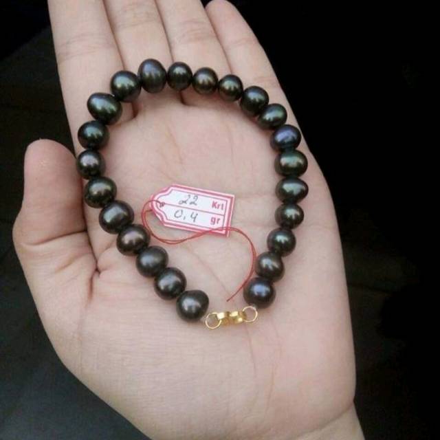 Gelang mutiara air tawar lombok asli pengait emas 0,3 gram