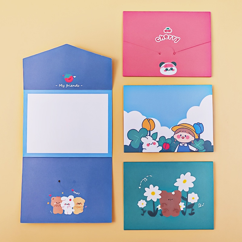 Cartoon Foldable Envelope Style Greeting Card Birthday Party Lovely Wish Card