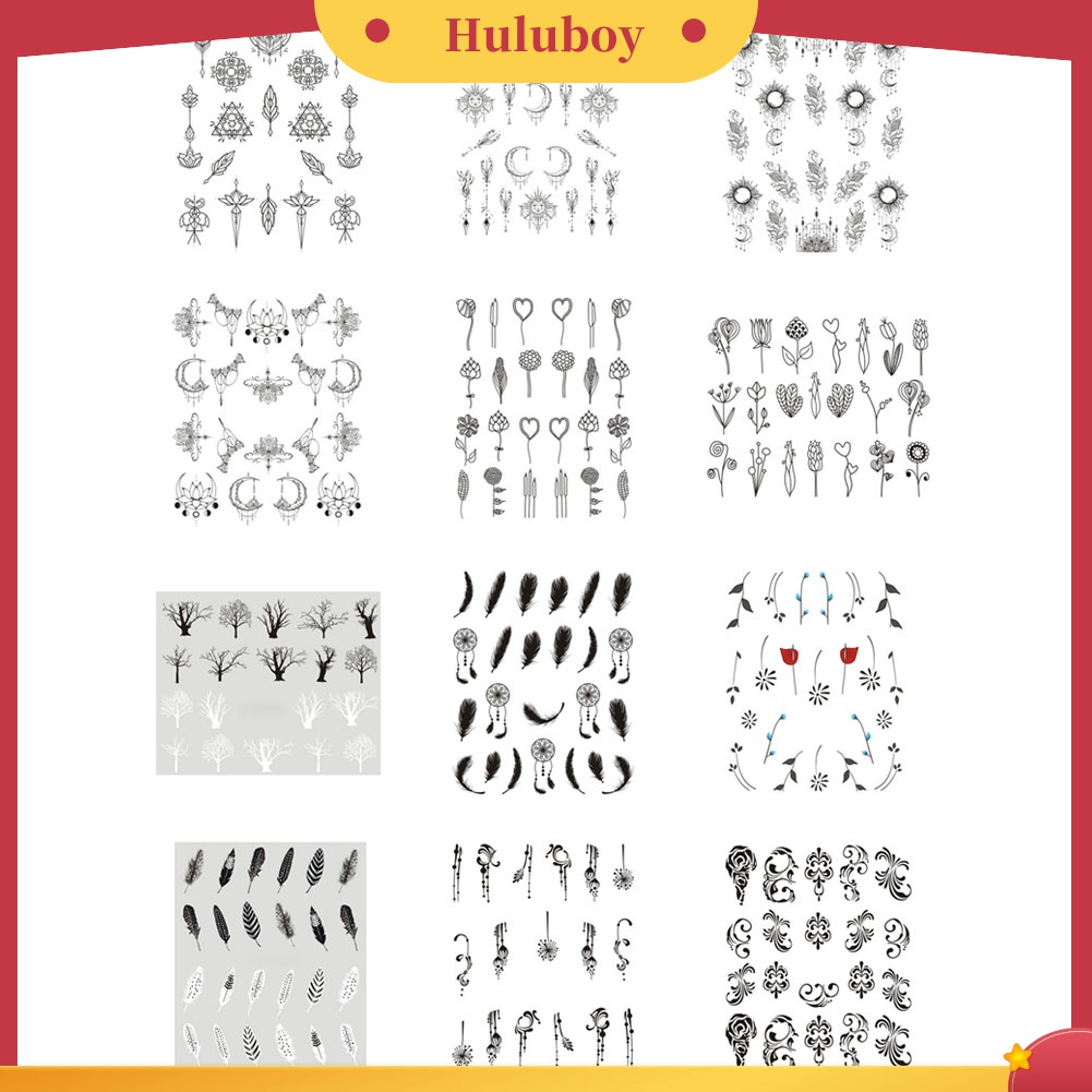 Huluboy Huluboy♡ Stiker Kuku Motif Bunga / Bulu Untuk Manicure / Nail Art DIY