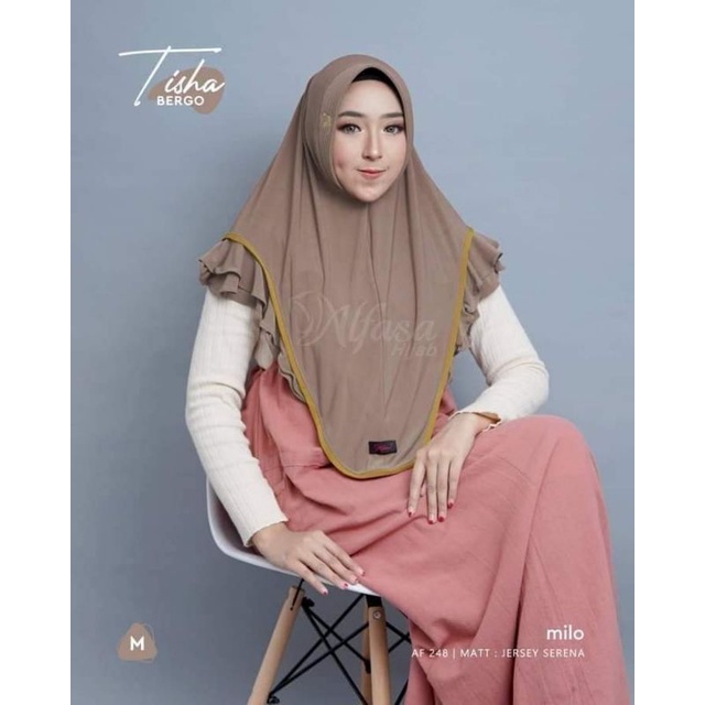Bergo Tisha (M) AF 248 Alfasa | Hijab Instant Pet Antem List Rampel Bahan Adem Original Alfasa Hijab