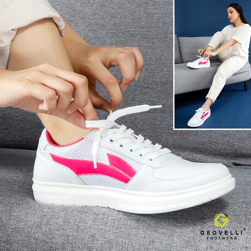 Sepatu Cantik Geovelli Sepatu Olahraga Model Lokal Sepatu Perempuan Wanita Sepatu Cewek Trendy Putih