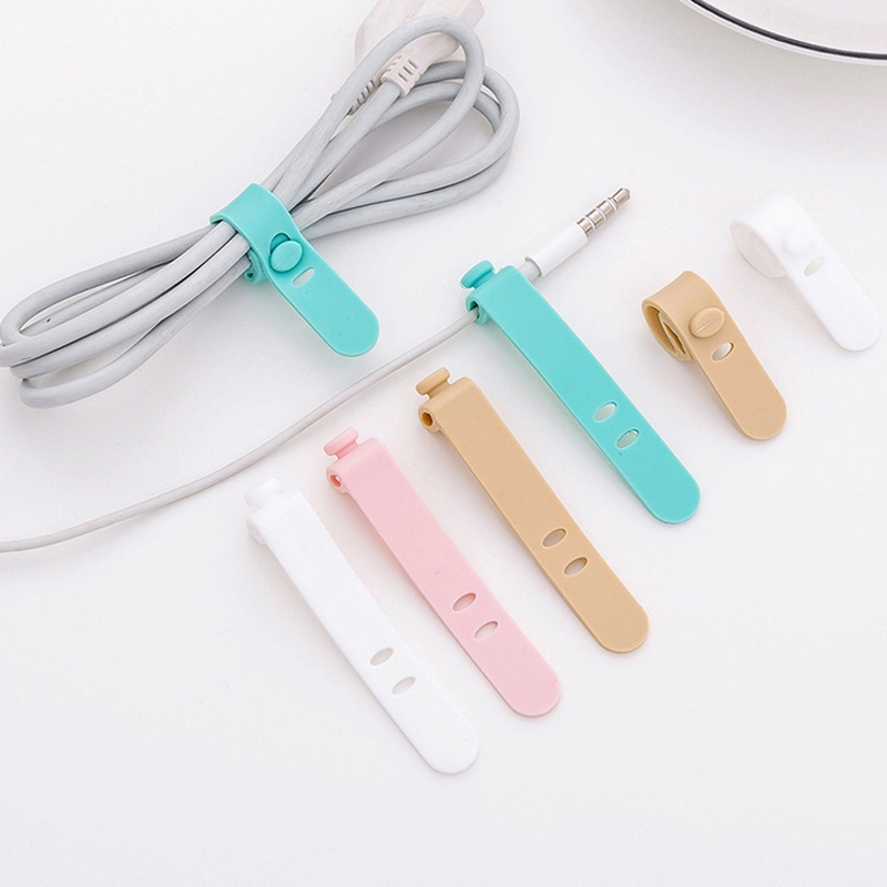 4 Pcs Silicone USB Cable Organizer / Cable Line Ties / Earbud Cord Wrap / Headphone Cord Winder / Cable Manager Keeper Ties Straps /  Earphone Cord Clips / Organize Disordered Cables