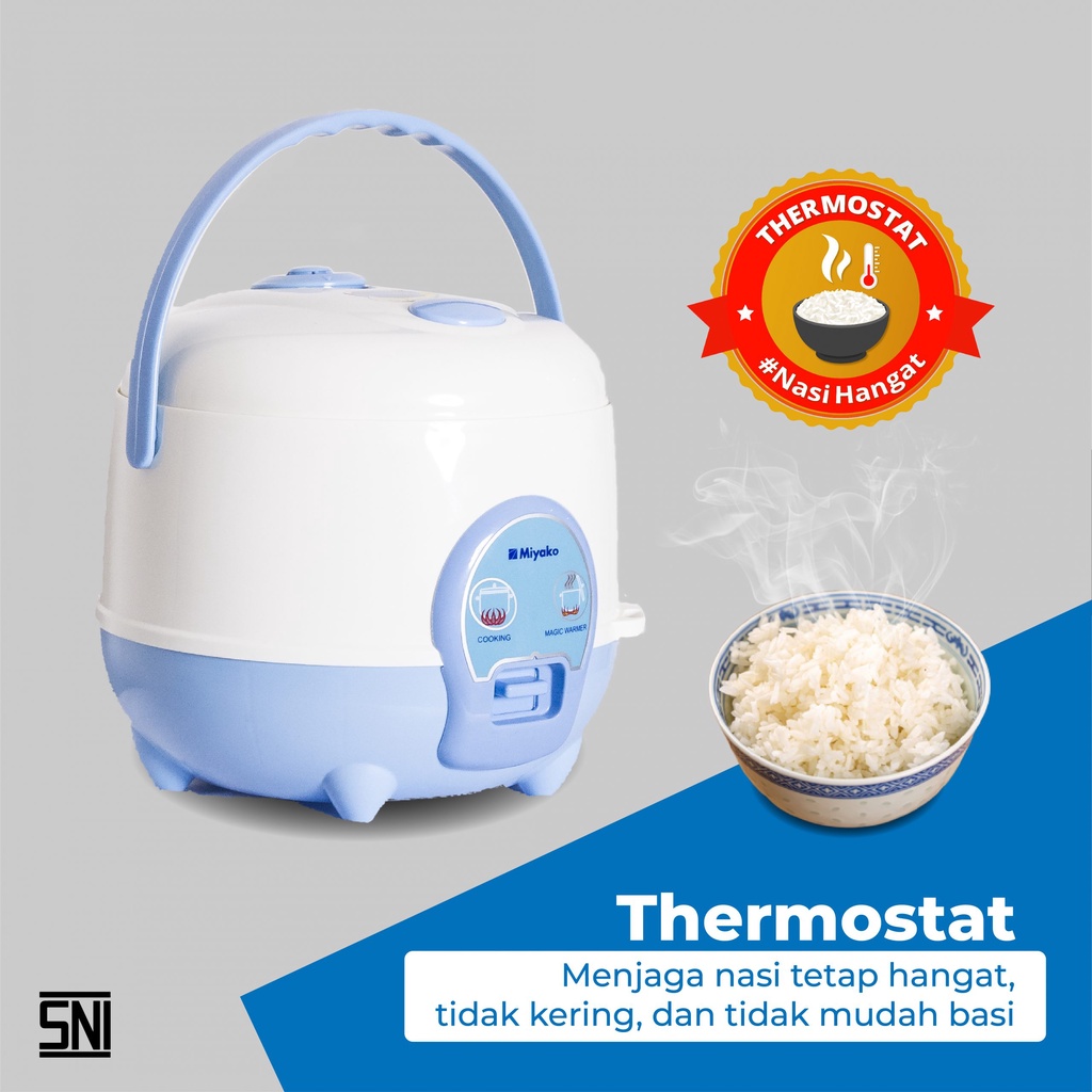 Miyako MCM606B Rice Cooker Mini / Magic Com Kecil 0.6 Liter 3 in 1 Bonus Gelas Ukur dan Sendok Nasi