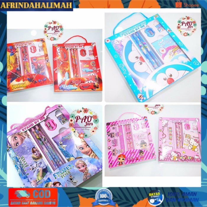 

[TERBARU] kotak pensil sekolah / tempat pensil set anak / doraemon / spiderman - frozen