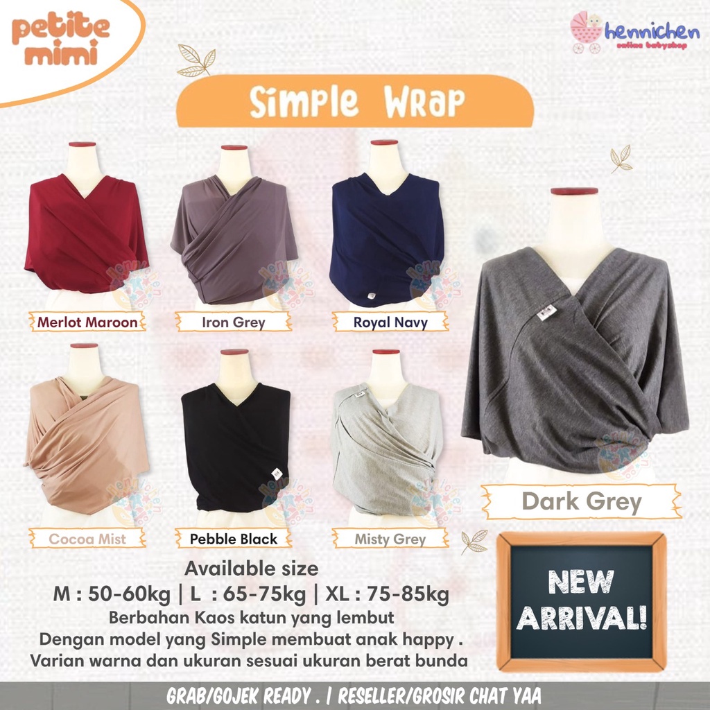 READY GOJEK / GRAB KADO LAHIRAN PETITE MIMI SIMPLE WRAP GENDONGAN ANAK POLOS SIMPLE - PETITE MIMI