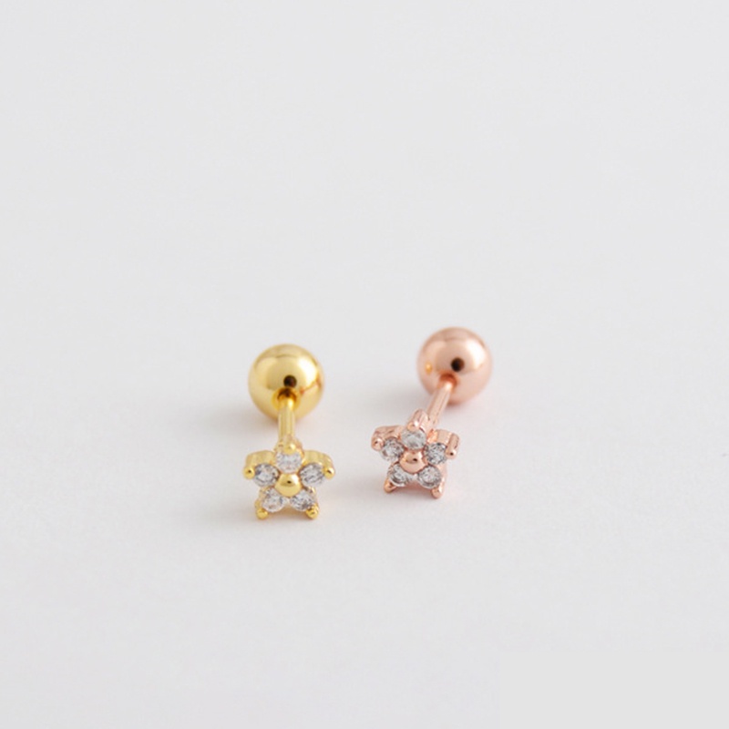 Fashion Sederhana Indah Bunga Bentuk Zirkon Tidak Ada Alergi Ear Studs Wanita Perhiasan Hadiah