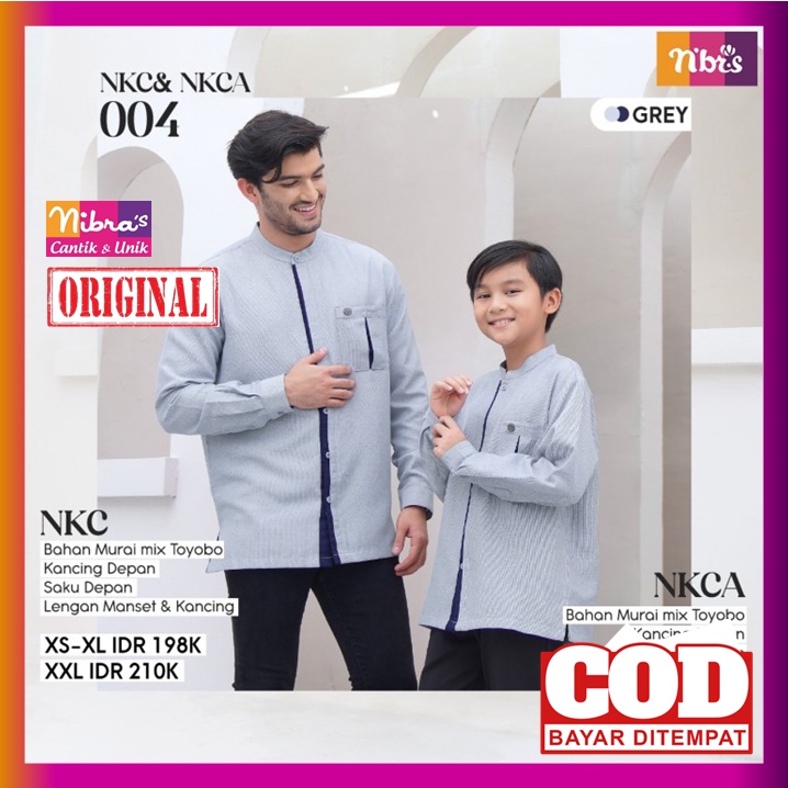 Nibras Couple Ayah dan Anak Laki Laki Cople Baju Koko Nibras Lengan Panjang Dewasa Cowok Promo NKC 0