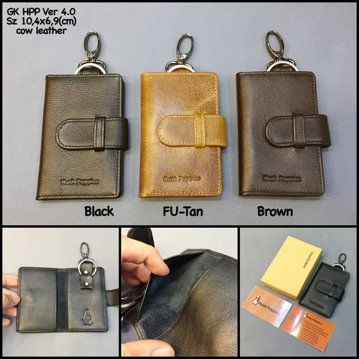 GANTUNGAN KUNCI + DOMPET STNK KULIT MERK HUSHPUPPIES/ HUSH PUPPIES