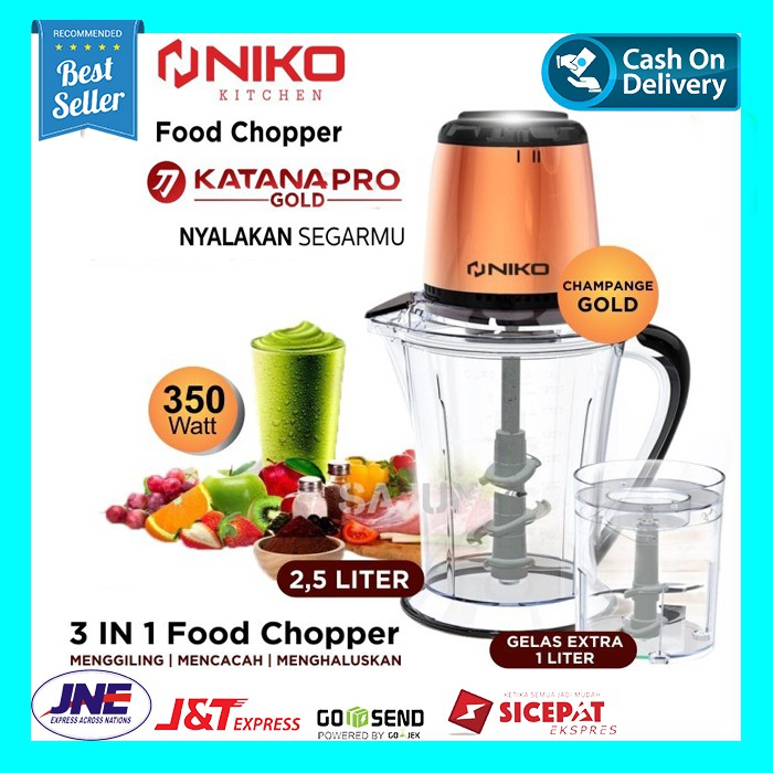 Food Chopper Niko Pro Gold Katana Magic Chopper 2,5 Liter Jumbo 350 Watt