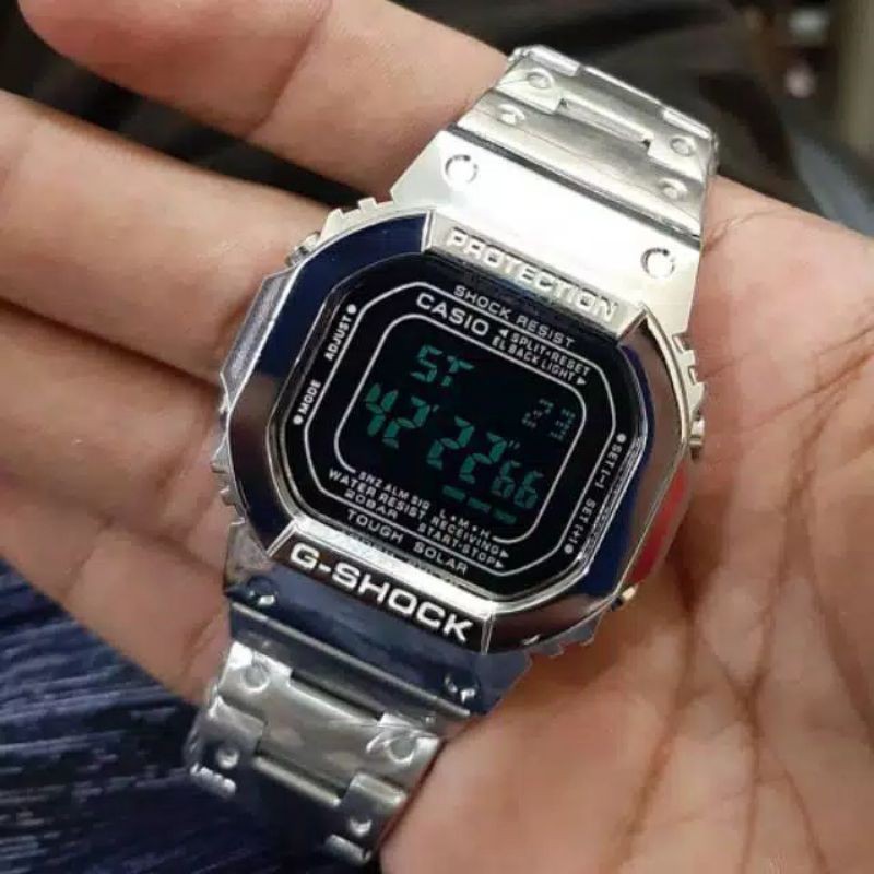 jam tangan pria Casio g shock GMW B5000 rantai stainless