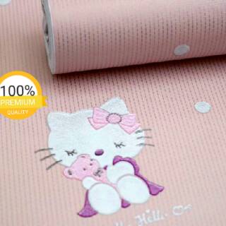 Wallpaper dinding murah ruang tamu kamar tidur anak Hellokitty cantik