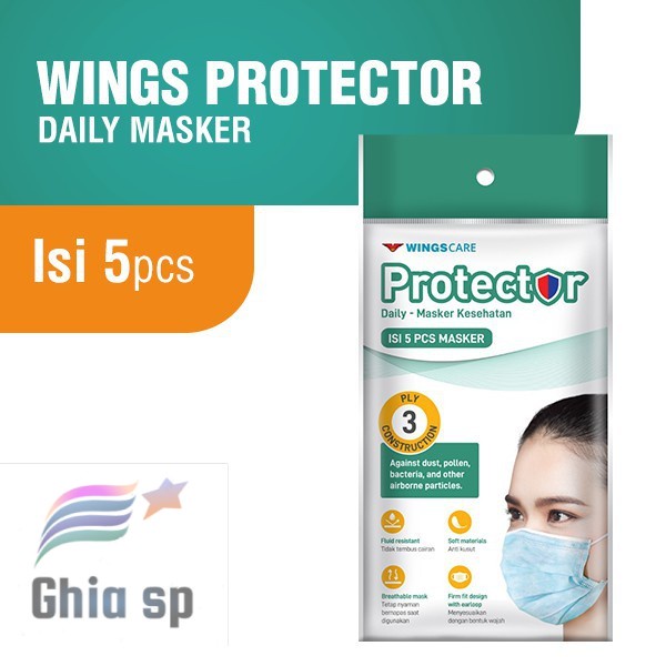 Wings Care Mask Protector isi 5 - Masker Kesehatan Wings Care isi 5