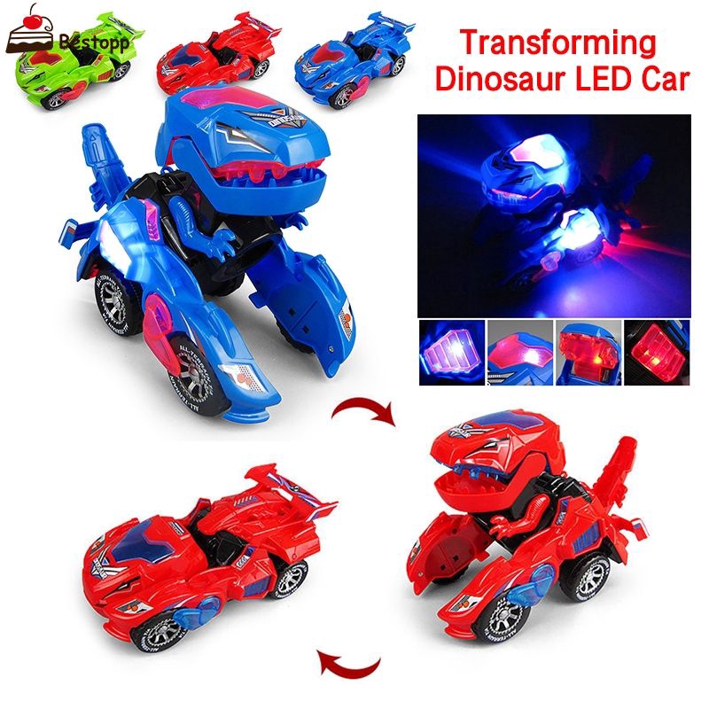 transforming led dinosaur car