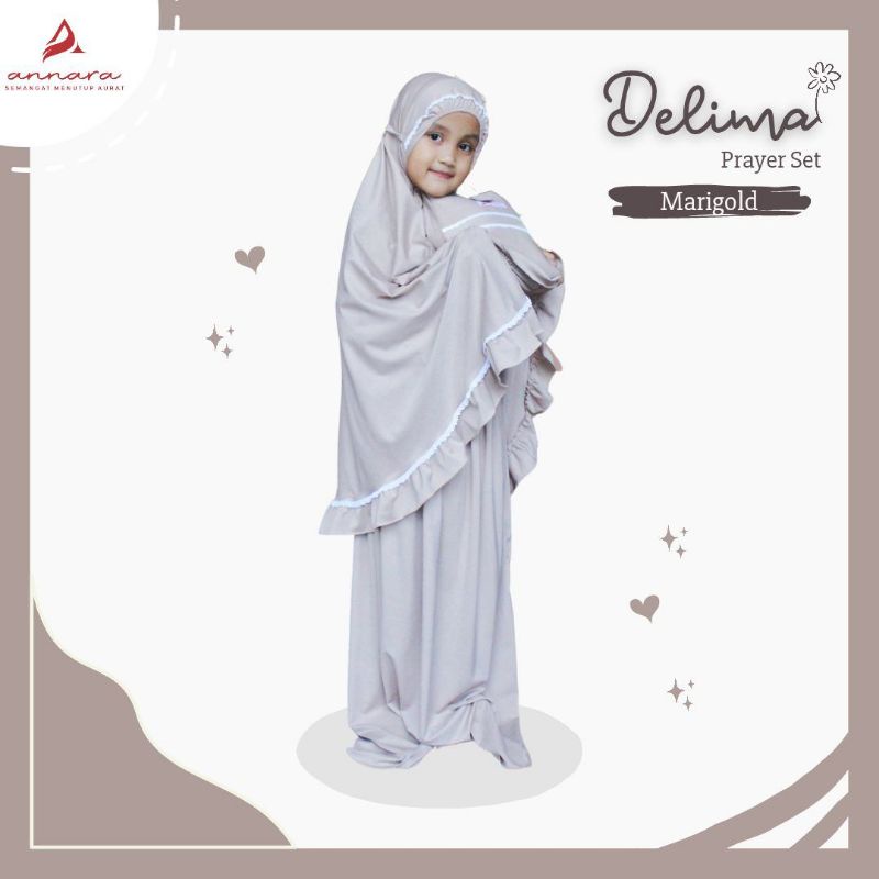 Mukena Anak Jersey Zoya Delima Prayer Set by Annara