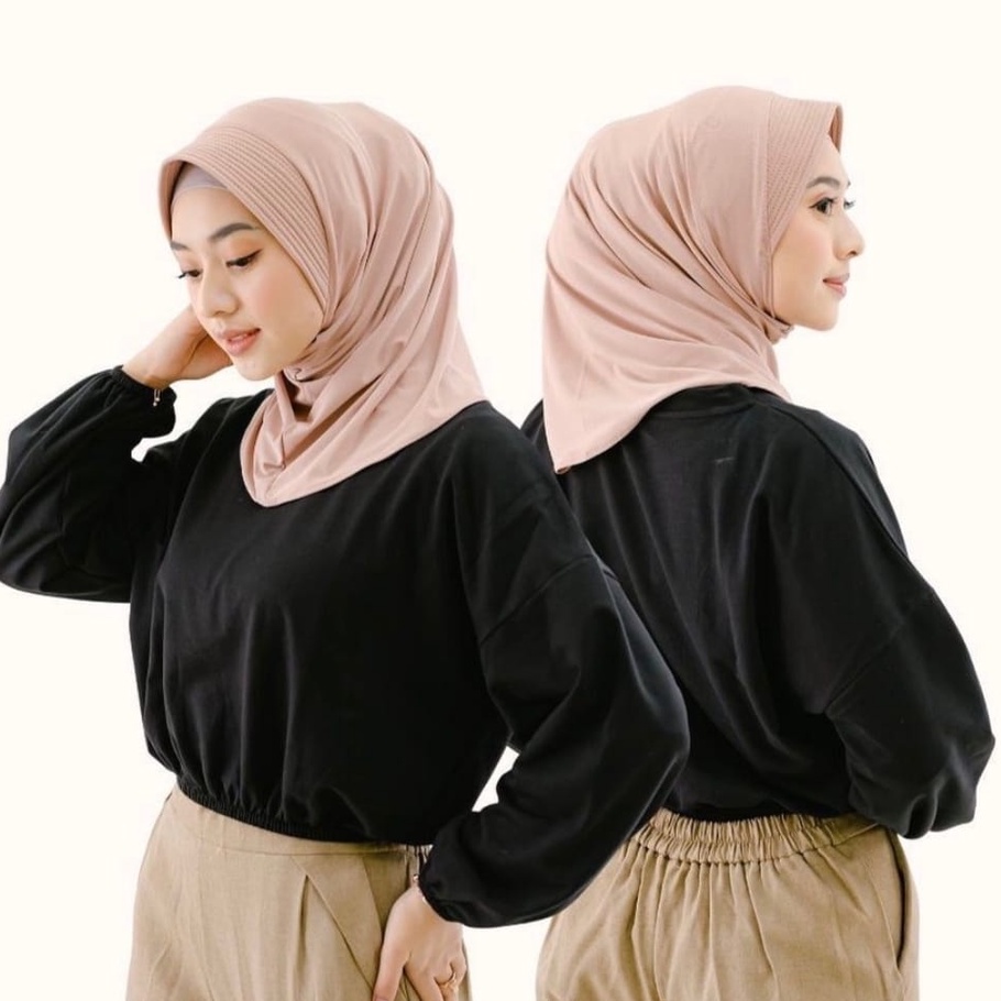 Hijab Instant Sporty Kerudung OIahraga Bergo Polos Jersey Pendek