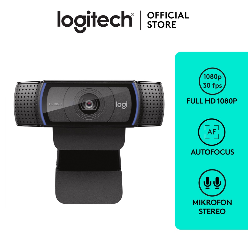 Logitech C920 Webcam PRO Full HD 1080p dengan Autofocus dan Noise-Cancelling Audio
