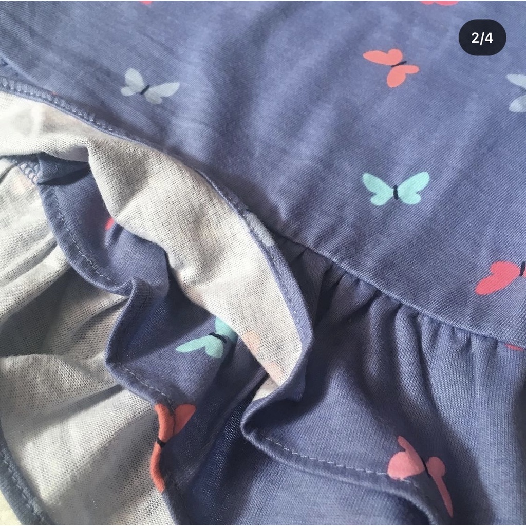 Carters Tee Purple Blue Butterfly Kaos Motif Anak Perempuan