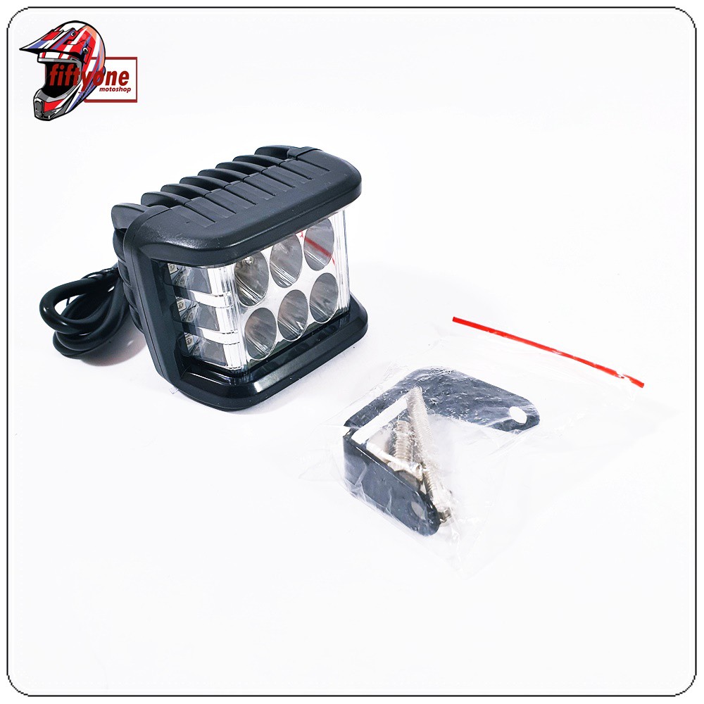 Lampu Sorot LED Kotak 6 Mata Motor Mobil Putih Terang 1 Set Variasian