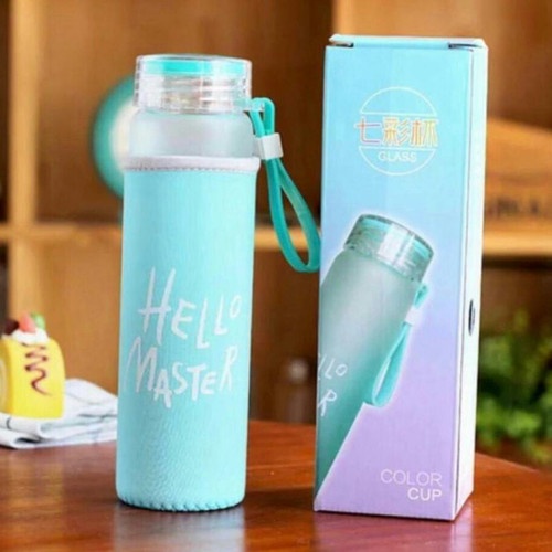 Botol minum kaca Termos Hello Master / Water bottle glass