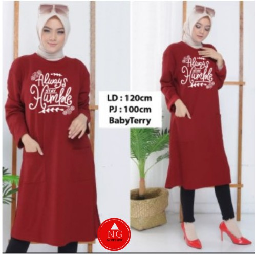 Baju Atasan Tunik Wanita Jumbo Terbaru 2021 ALWAYS HUMBLE Bisa COD Babyterry  Berkualitas