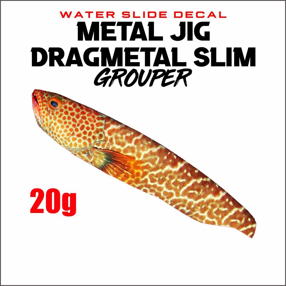 Dragmetal Slim Grouper Water Slide Decal Metal Jig 20g 40g 60g