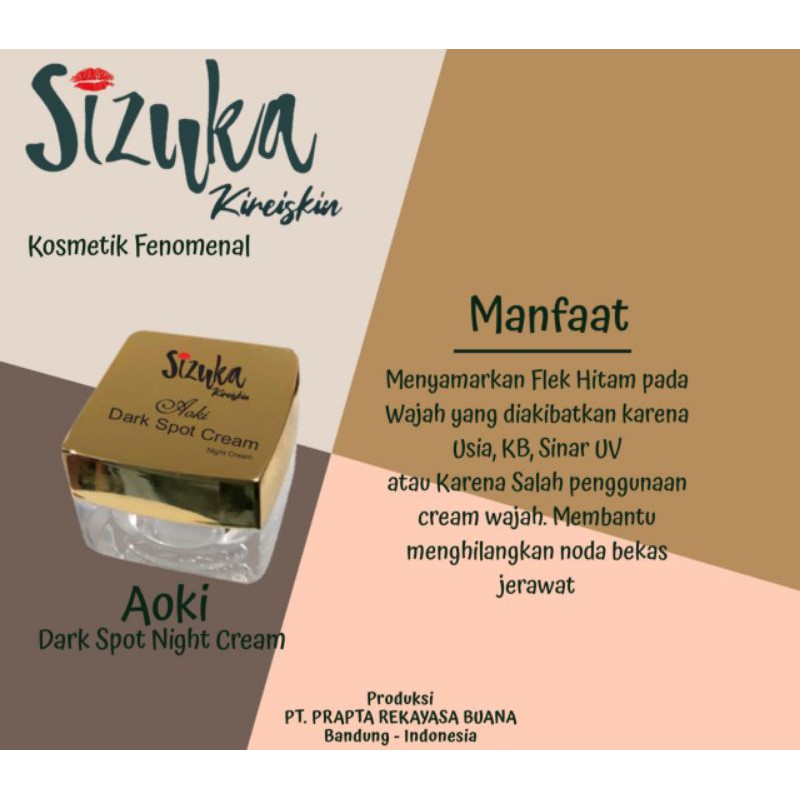 ☀️ YAMSHOP88 ☀️ AOKI DARK SPOT CREAM SIZUKA KIREISKIN MAKASSAR || Krim Wajah Flek Sizuka BPOM