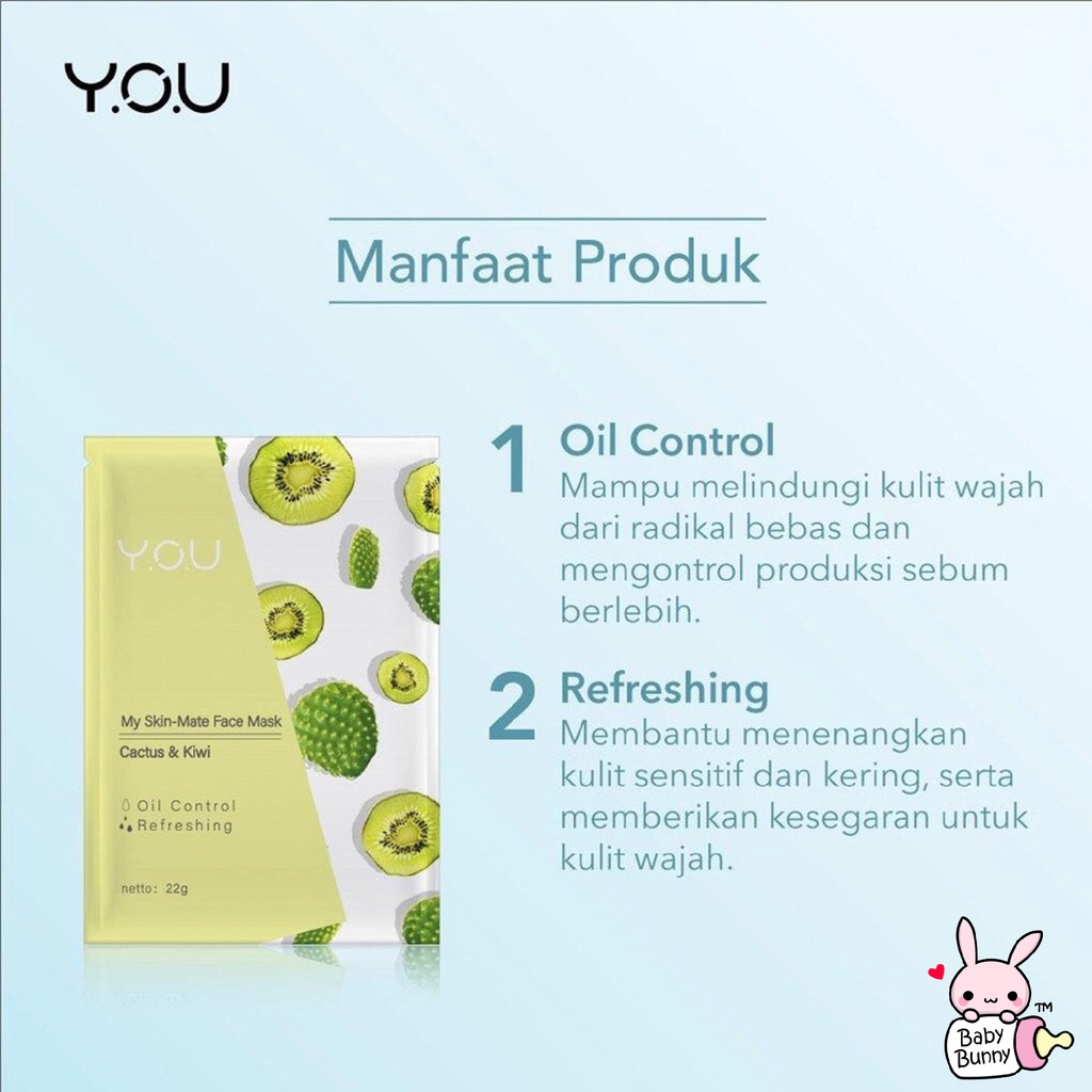 ❤ BELIA ❤ YOU My Skin - Mate Face Mask 22g | Sheet Masker Y.O.U makeups Skin Care (✔️BPOM)