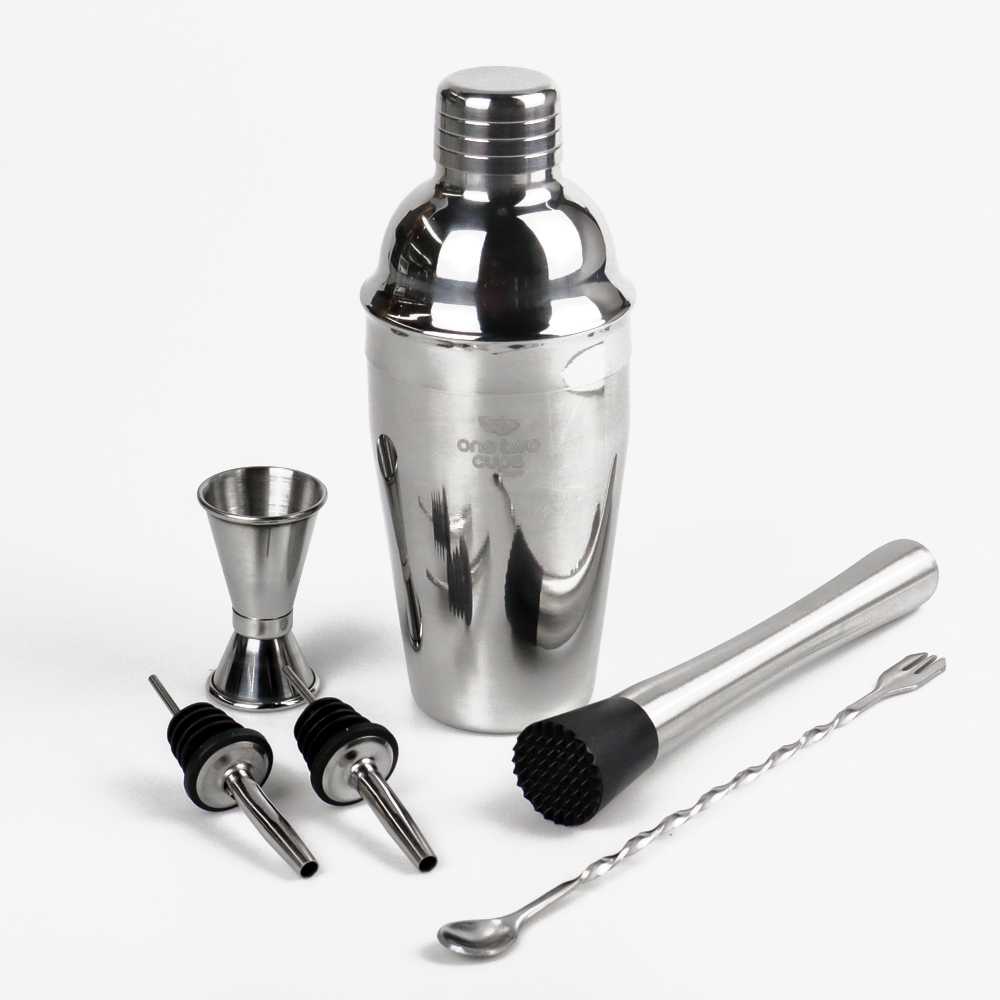 One Two Cups 6in1 Bartender Bar Cocktail Stainless Steel 550ml BA016 - OneTwoCups