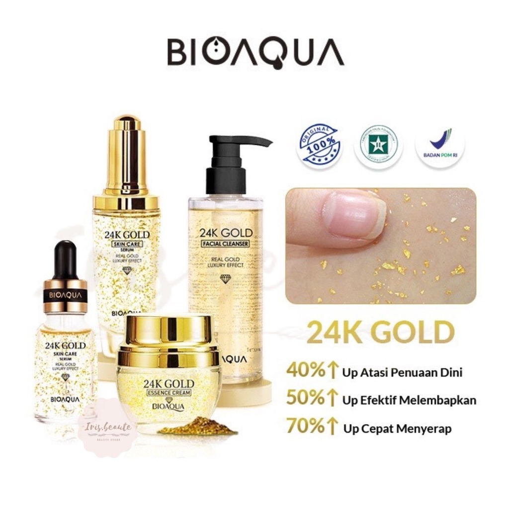 BIOAQUA 24K Gold Skin Care / Facial Cleanser / Essence Cream / Toner / Face Mask / Massager Eye Cream / Body Wash / Paket Kecantikan Bioaqua