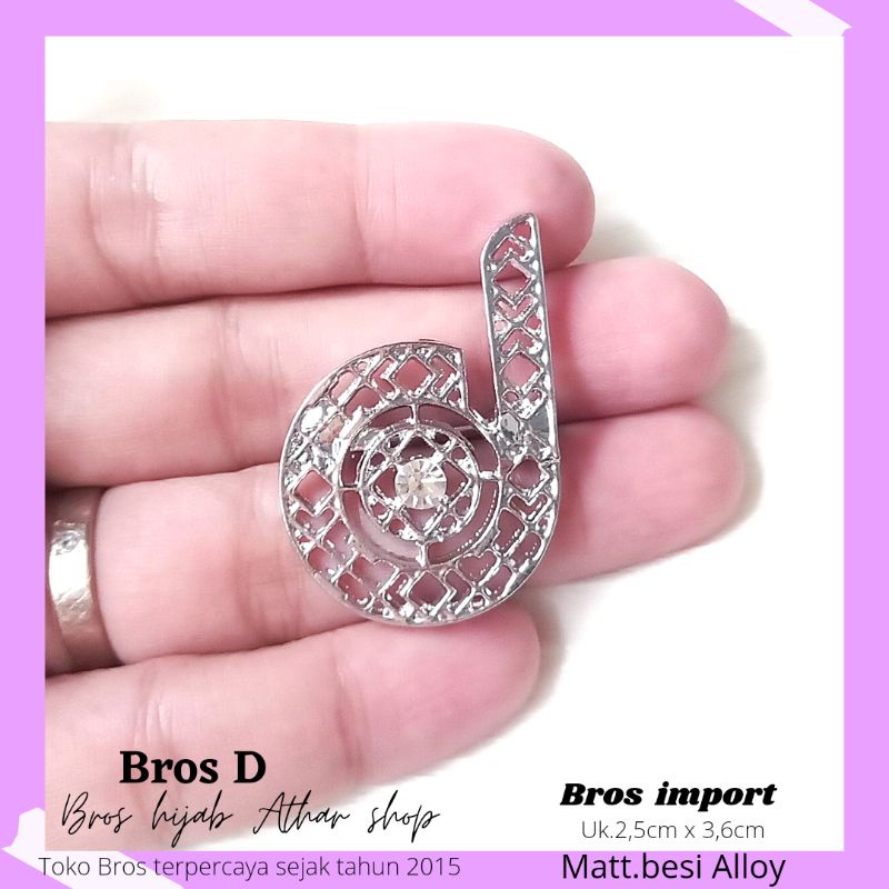 Bros B/bross signature branded /brooch button/Bros hijab buttonscarves Athar shop scarves murah-Dona 002 silver