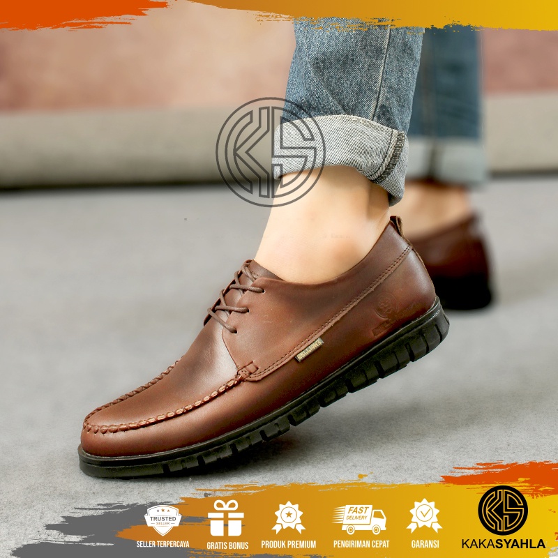 KS x UMBERTO - Sepatu Kondangan Kulit Laki Laki Warna Coklat Nikah Undangan Acara Resmi Casual Kanto