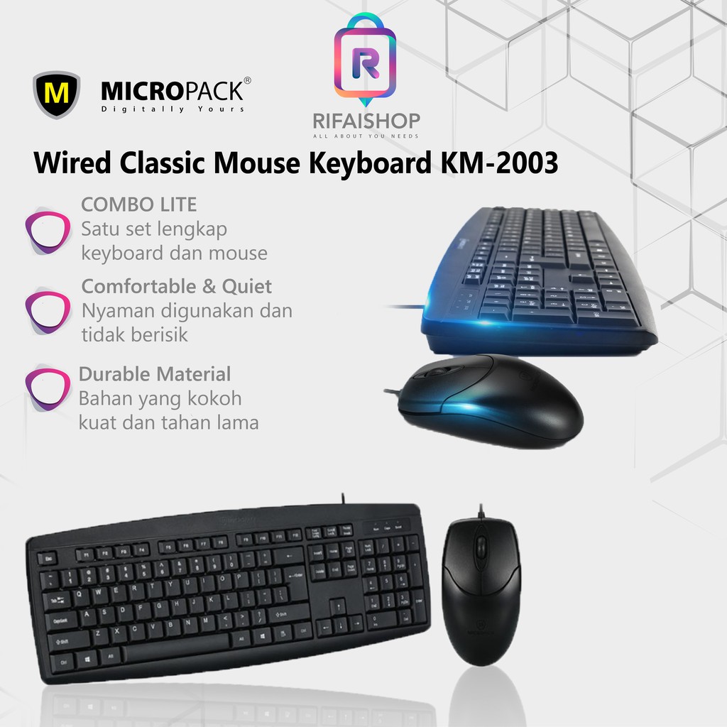 Mouse Keyboard Combo Micropack Wired Classic KM-2003 Mouse kantor Keyboard kantor