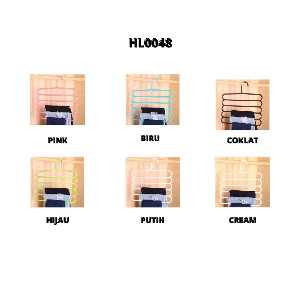HL0048 Hanger Baju Susun 5 in 1 Anger Plastik Gantungan Jilbab Handuk Serbaguna