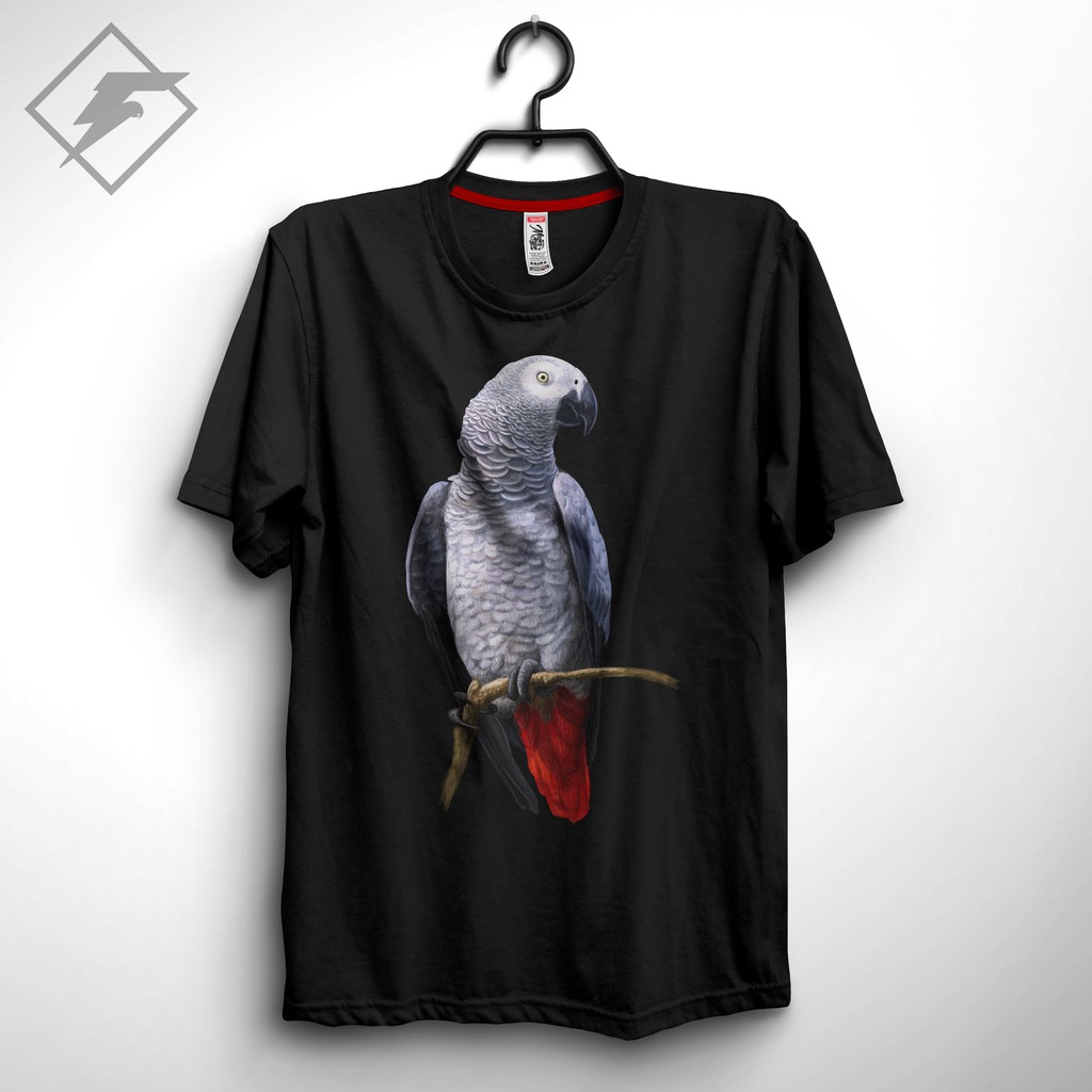 KAOS DISTRO  GAMBAR BURUNG PARROT AFGREY AFRICAN GREY