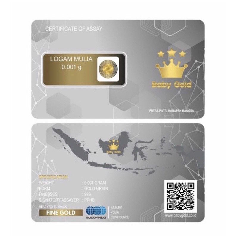 BABY GOLD 0.001Gr MINI GOLD EMAS LOGAM MULIA MINI GRAM BERSETIFIKAT RESMI