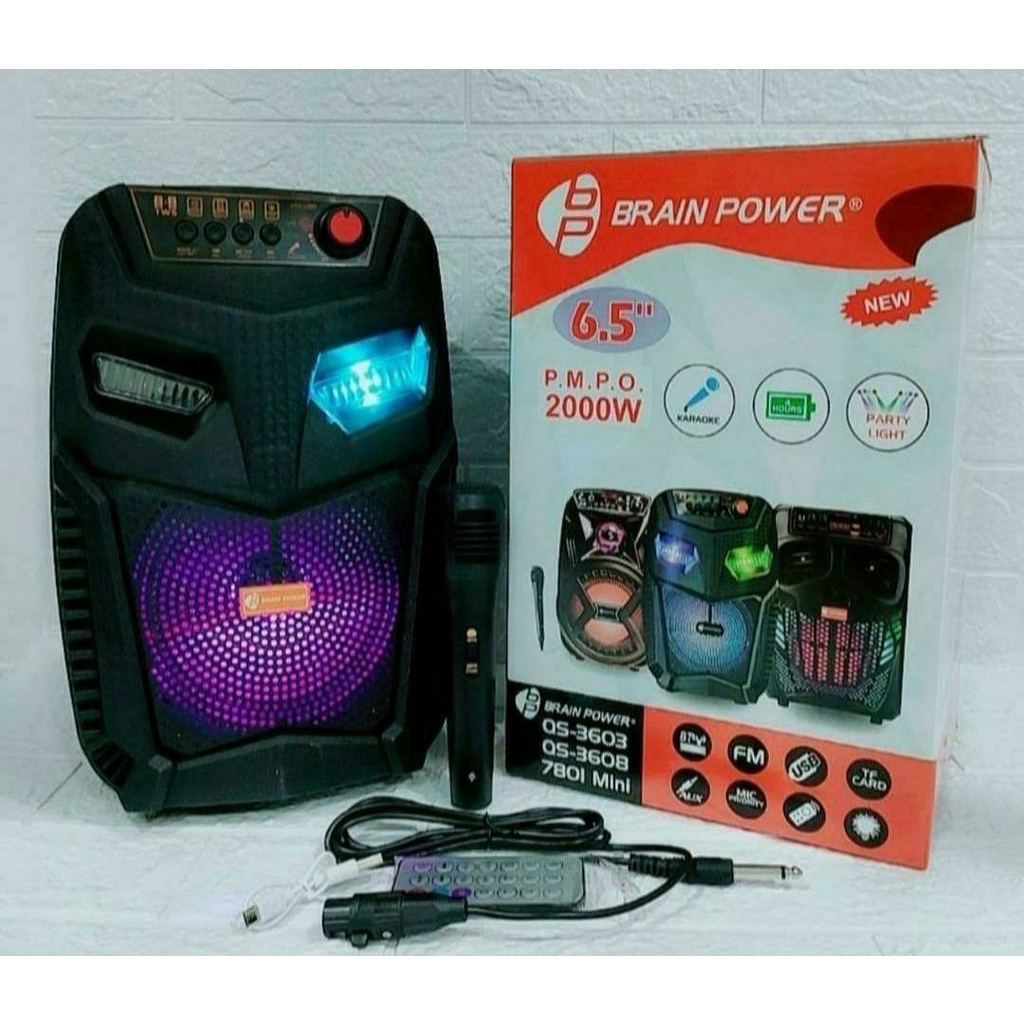 SPEAKER BRAIN POWER QS-3608 + MIC + REMOTE CONTROL