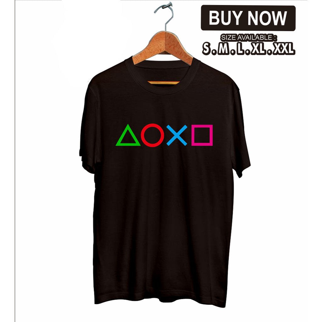 kaos distro button game / baju button playstation game premium / kaos gamers