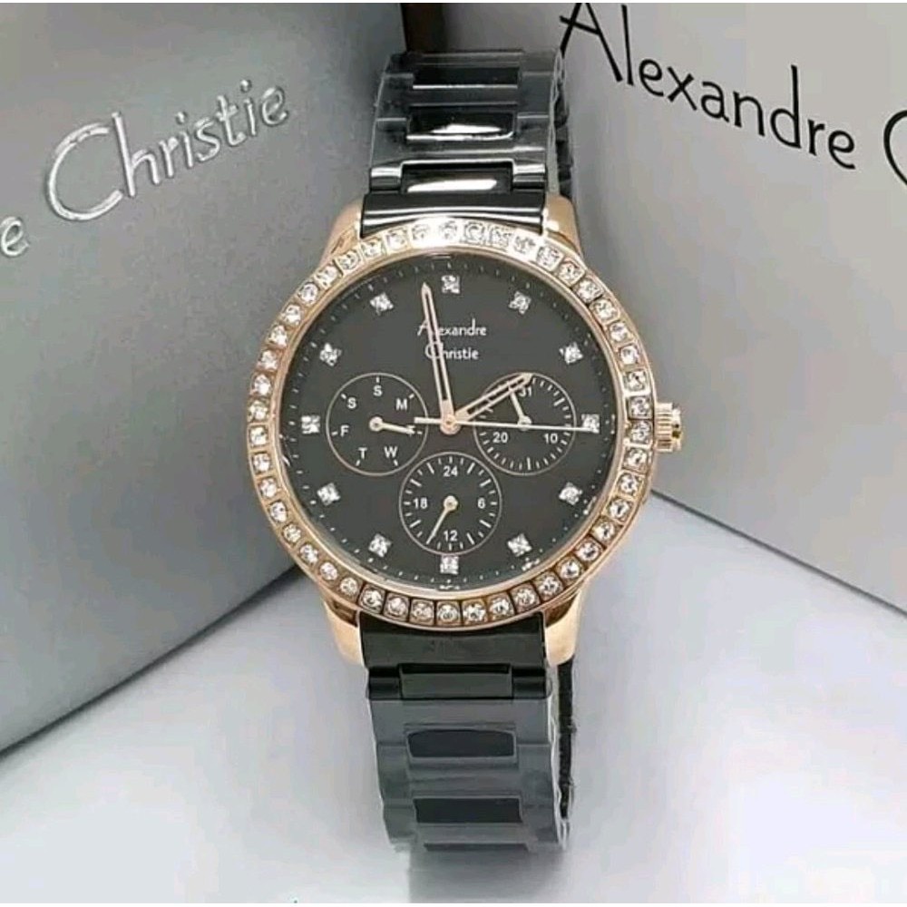 Jam Tangan Wanita/Cewek Alexandre Christie 2691 AC2691 AC 2691 Black Rosegold Original Garansi Resmi 1 Tahun