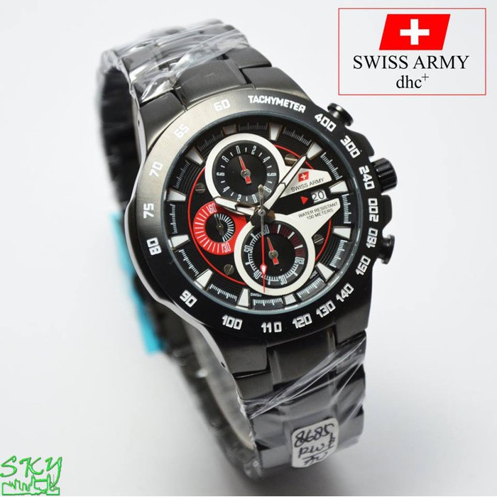 JAMTANGAN SWISS ARMY 8685 FULL BLACK ORIGINAL ANTI AIR