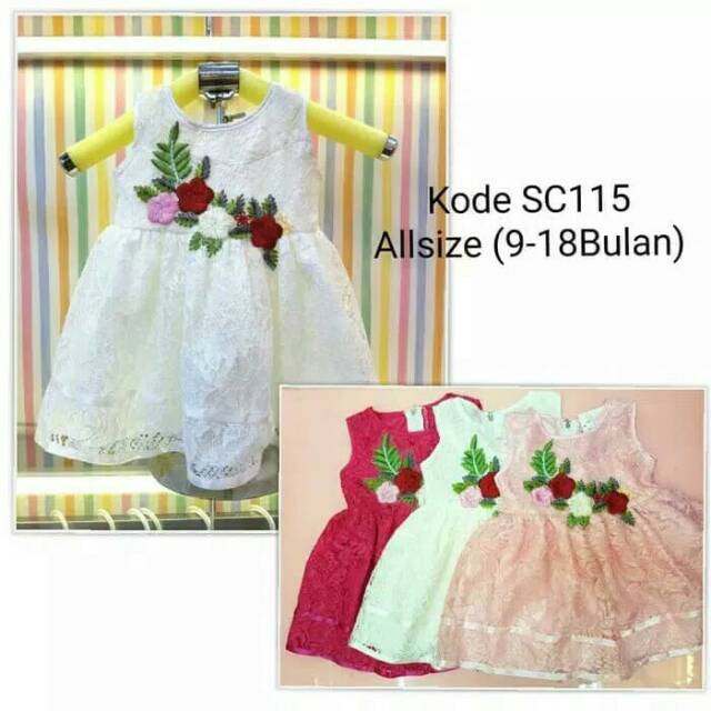 Baju Dress Gaun Pesta Kondangan Anak Bayi Perempuan Brokat Bordir