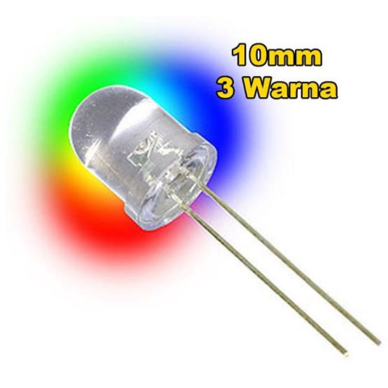 Lampu LED 10MM 3 Warna 7 Warna RGB