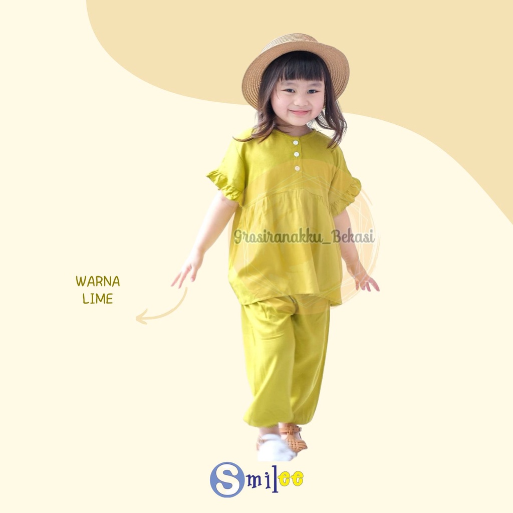 Setelan Anak Rayon Polos Smilee Yola Mix Warna 1-5Tahun