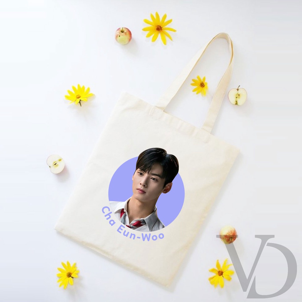 TOTE BAG BAHAN KANVAS KOREAN AKTOR / korean drama TOTE BAG / TAS BELANJA MOTIF KOREA