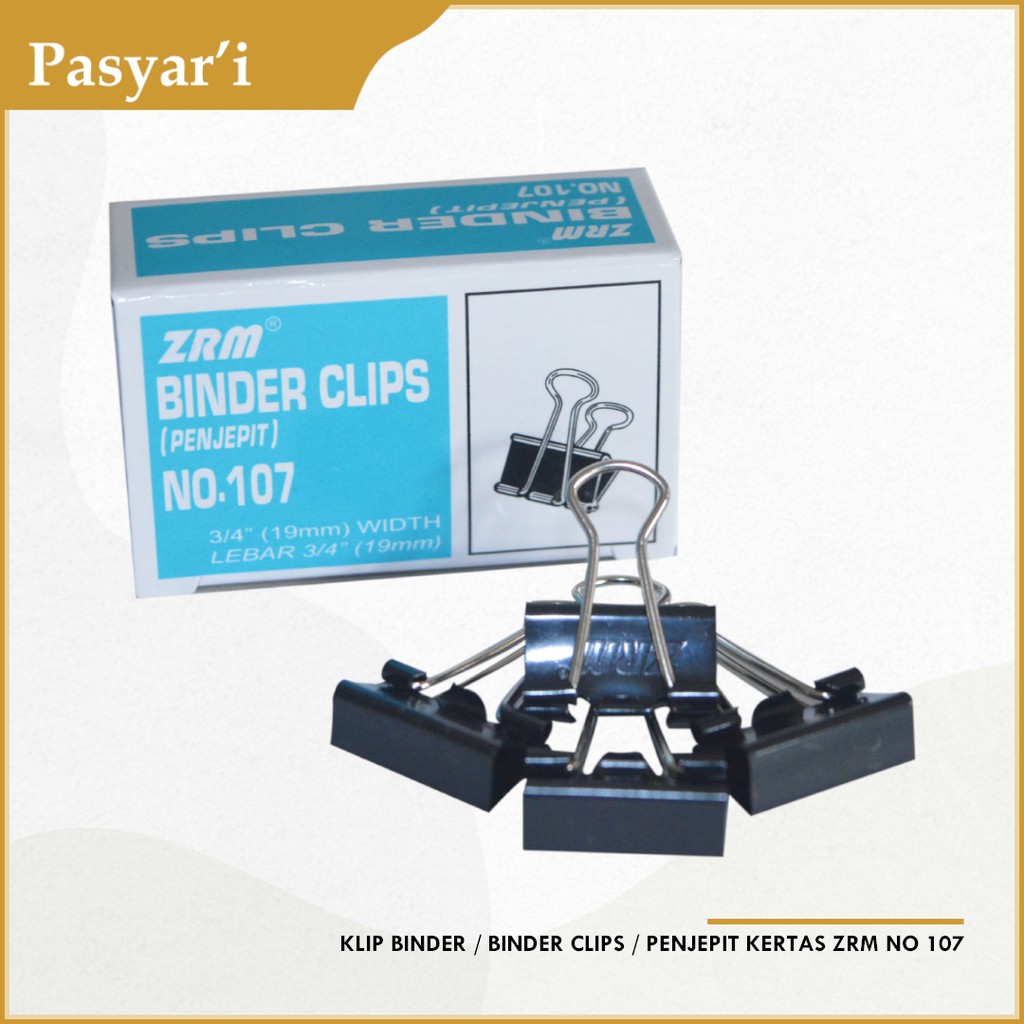 

Klip Binder / Binder Clips / Penjepit Kertas ZRM no 107 / 1 box