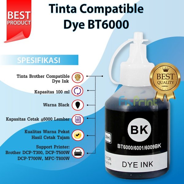 Tinta Compatible BT6000 BT 6000 Botol Brother DCP-T300 T500 T700 T800