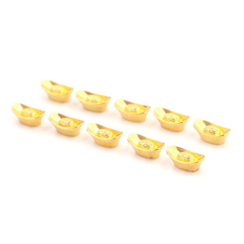 【Theredsunrisesiwy.id】10pcs Chinese Gold Ingot Lucky Yuanbao Ornament Decor For FortuneWealth